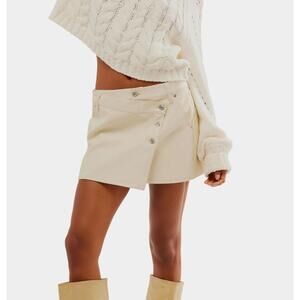 Free People We the Free Wynne Vegan Leather Skirt in Bone size 27 NWT
